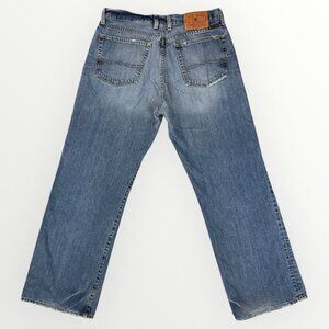 Lucky Brand Dungarees Mens Low Rise Bootleg Distressed Denim Jeans Blue USA 33"